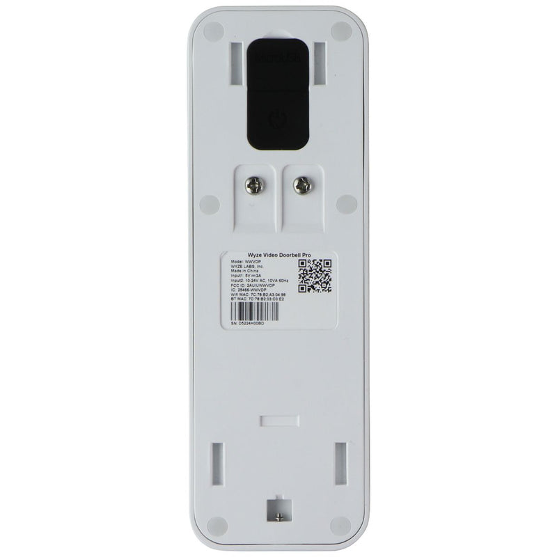 Wyze Wireless Video Doorbell Pro + Wyze Chime Pro (WVDPC) - White