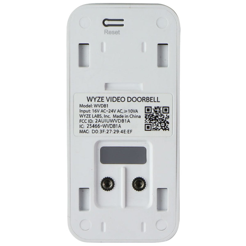 WYZE Wired 1080p FHD Video Doorbell without Chime (WVDB1) - White