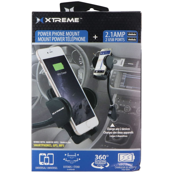 XTREME Power Phone Mount for Car DC Sockets - 2.1 Amp / Dual USB (XPM5-0103)