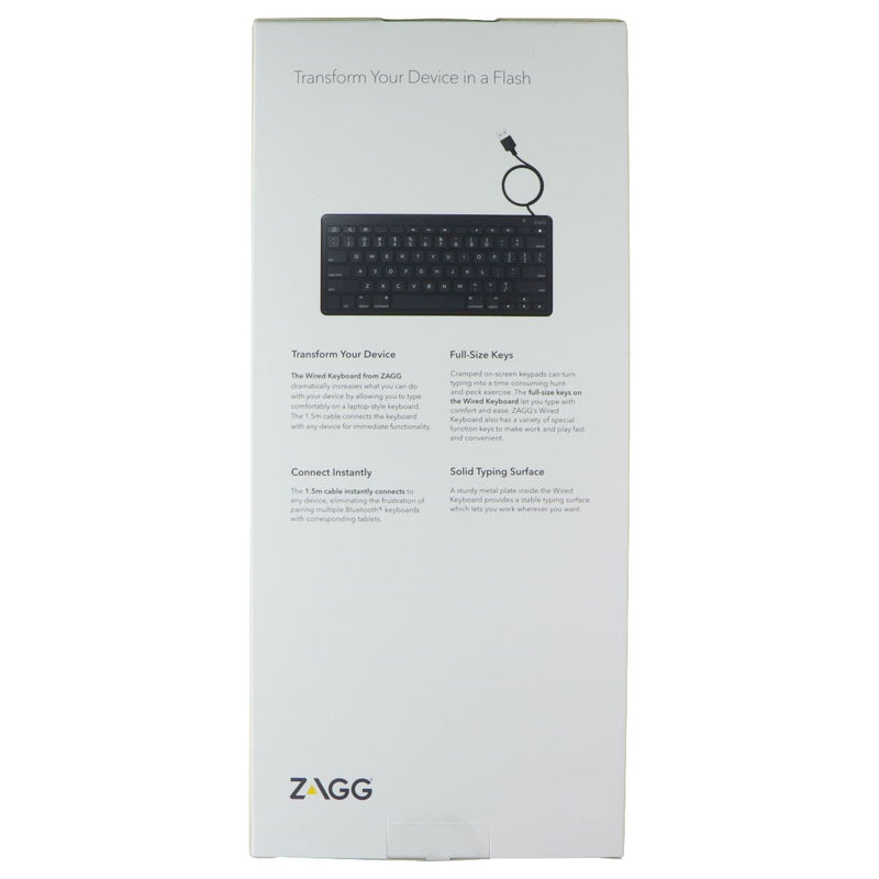 ZAGG Wired 1.5M USB-A UK English QWERTY Keyboard - Black