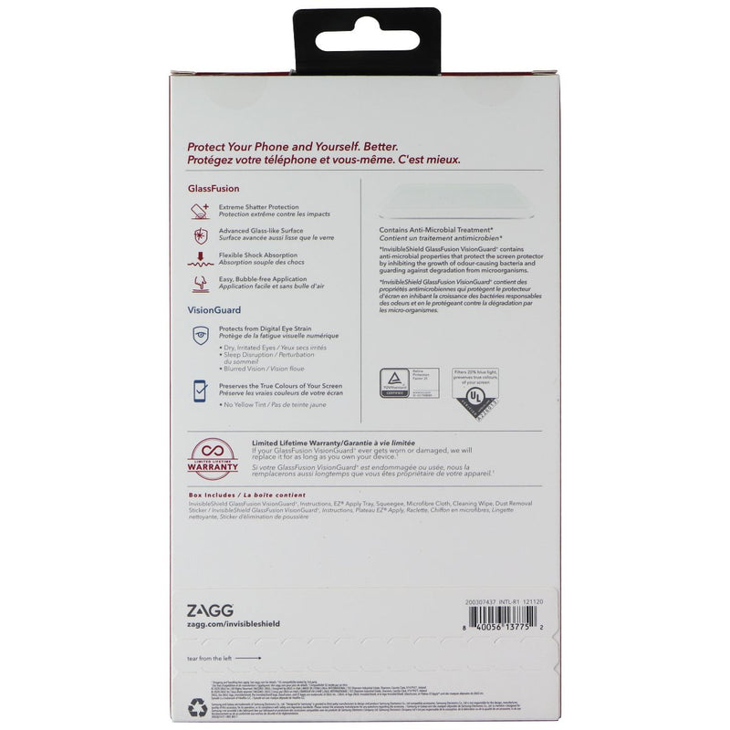 ZAGG GlassFusion VisionGuard+ Screen Protector for Galaxy S21 5G - Clear