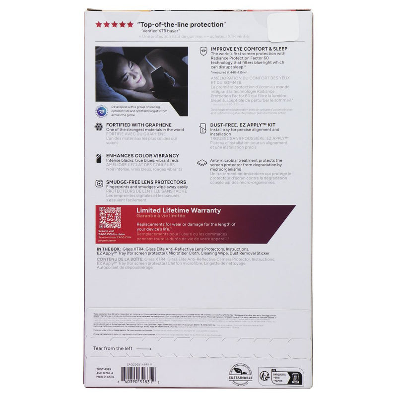 ZAGG XTR4 Screen Protector + Camera Lens for Apple iPhone 16 Plus