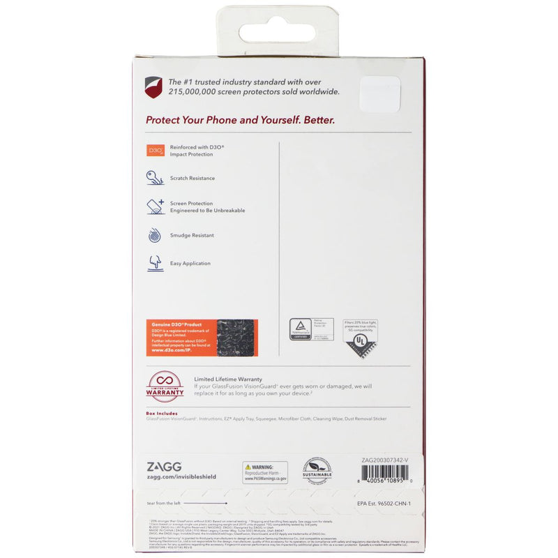 ZAGG InvisibleShield (GlassFusion VisionGuard+) Screen for Galaxy S21 5G - Clear