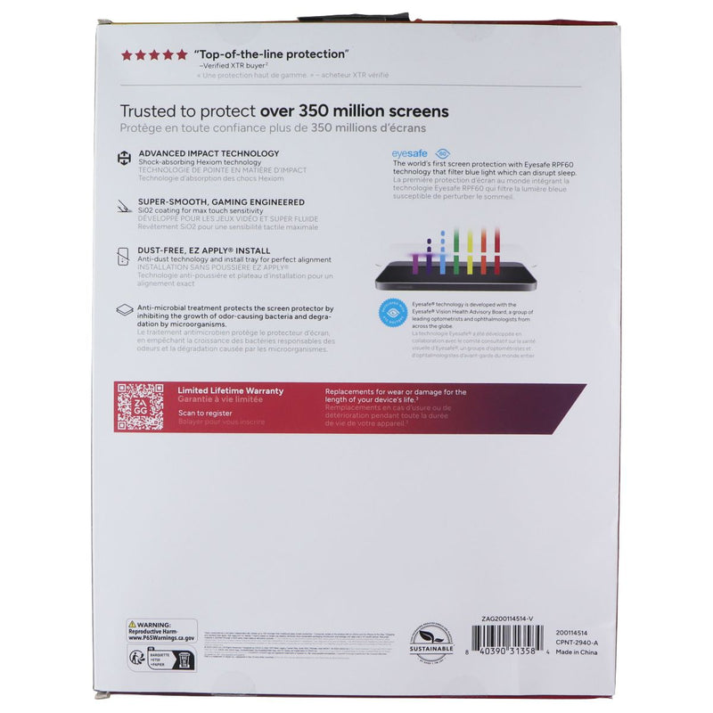 ZAGG XTR3 Tempered Glass for Apple iPad Pro 11-inch (M4, 2024) - Clear