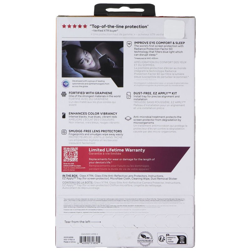 ZAGG Invisible Shield XTR4 Screen + Camera Lens Protectors for Apple iPhone 16