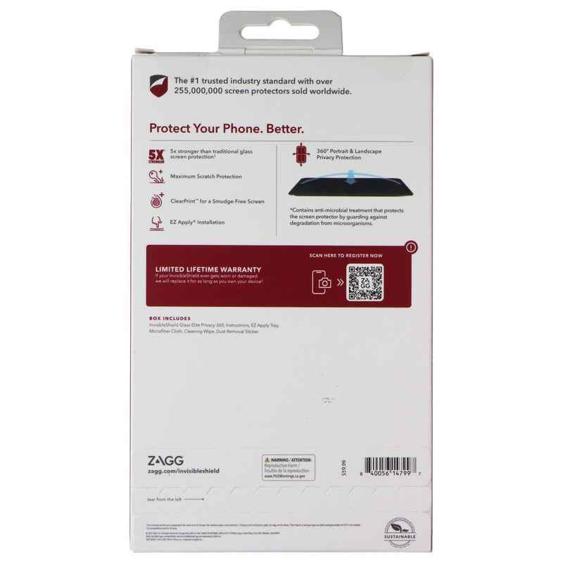 ZAGG Invisible Shield Glass Elite Privacy 360 for Apple iPhone 14 Plus
