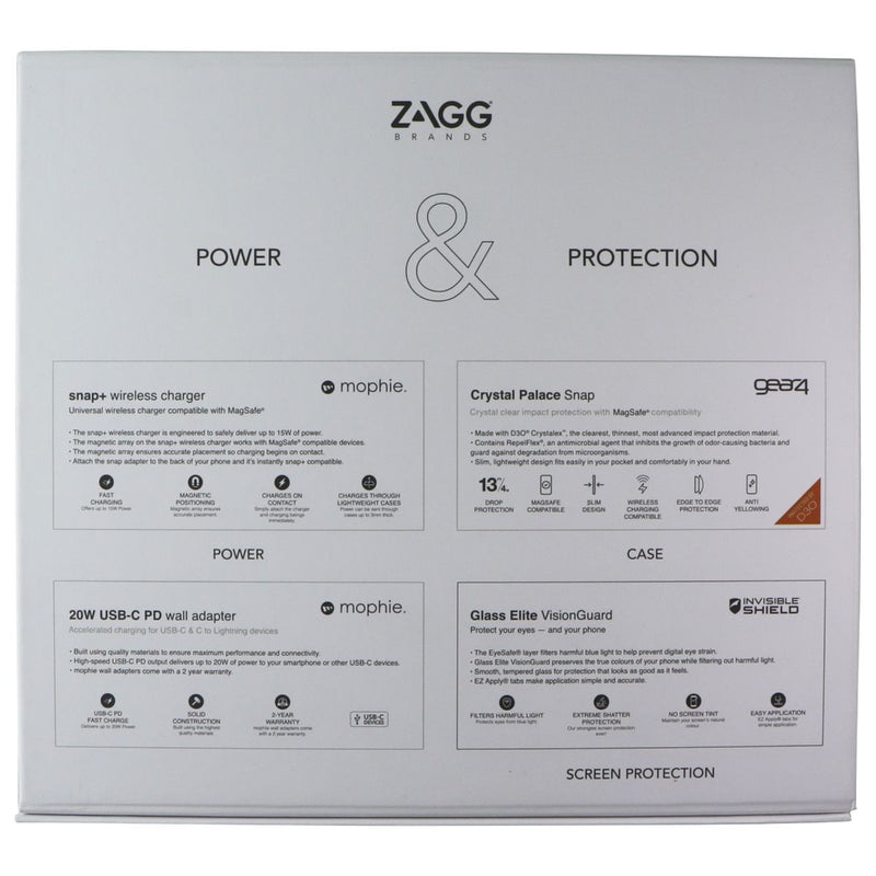 ZAGG Smart Bundle for iPhone 13 mini w/ Case, Glass, & Chargers (AUS Plug)