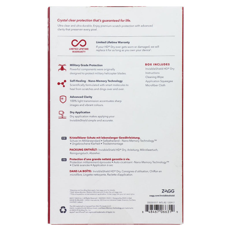 ZAGG InvisibleShield HD DRY Series Screen Protector for iPhone X
