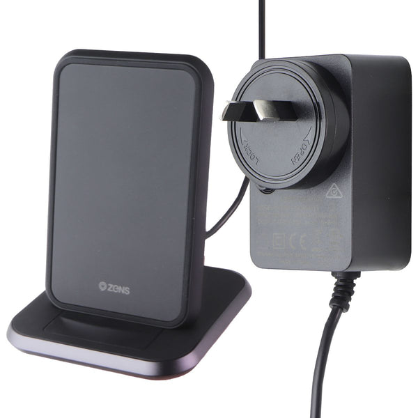 Zens Aluminium Stand Wireless 10W Qi Fast Charger - Black (AU PLUG)