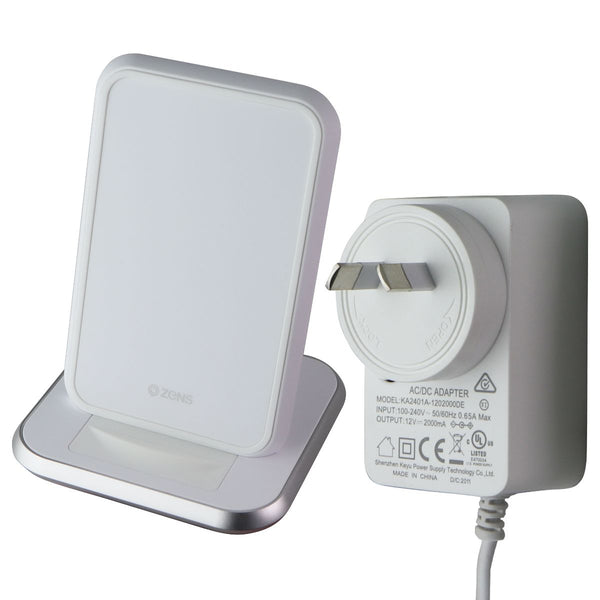 Zens Aluminium Stand Wireless 10W Qi Fast Charger - White (AU PLUG)
