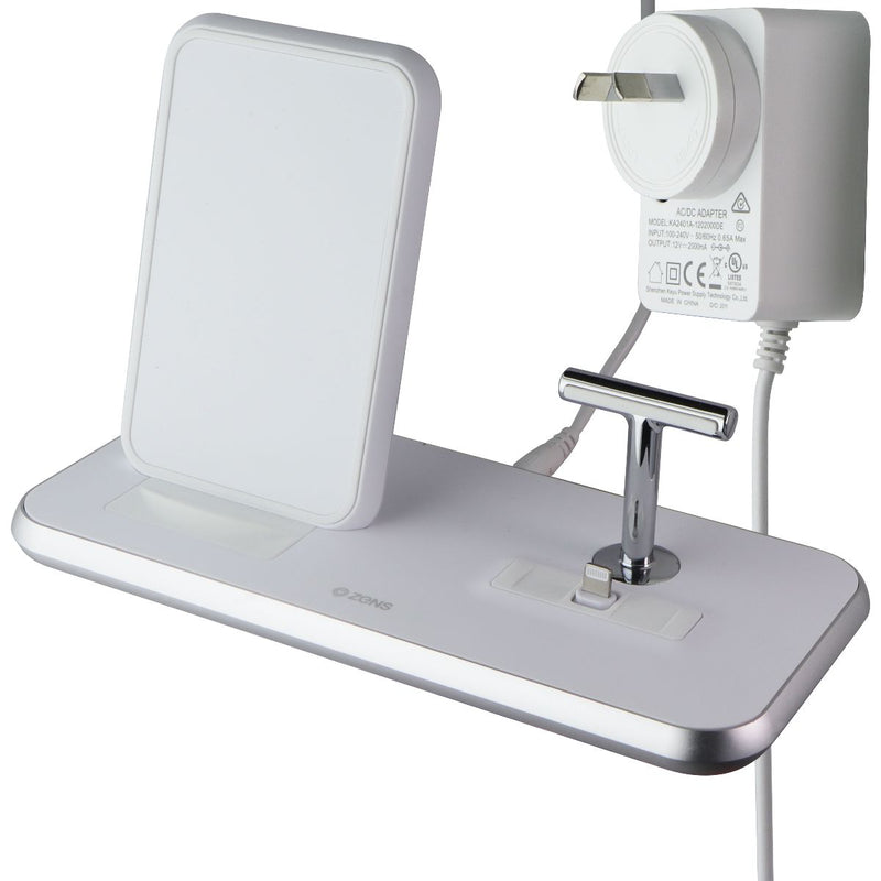ZENS Stands + Dock Fast 20W Wireless Qi Charger for iPhone - White (AU PLUG)