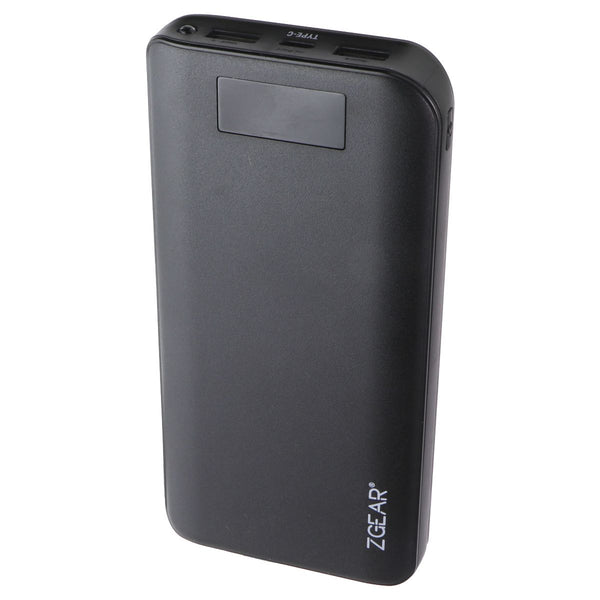 ZGEAR 20,000mAh High Capacity USB & USB-C Power Bank with LCD Display - Black