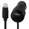 ZGEAR Coiled Car Charger with 8-Pin Lightning Connector & USB Port - Black