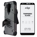 Zizo Bolt Series Case / Glass / Holster for LG Harmony 3 / K40 / Solo - Gray