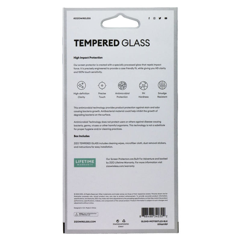 ZIZO Tempered Glass Screen Protector for moto g Stylus (2023) - Black Trim