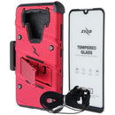 Zizo Bolt Series Case / Glass / Holster for LG Fortune 3/LG Aristo 5 - Red/Black