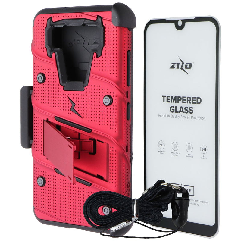 Zizo Bolt Series Case / Glass / Holster for LG Fortune 3/LG Aristo 5 - Red/Black