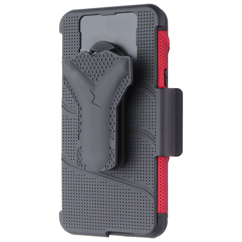 Zizo Bolt Series Case / Glass / Holster for LG Fortune 3/LG Aristo 5 - Red/Black