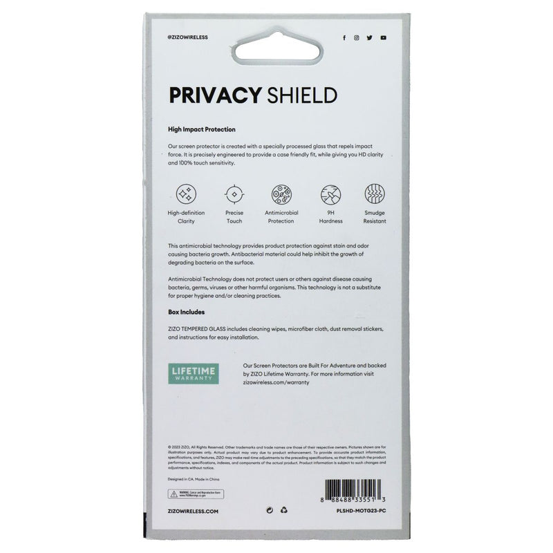 ZIZO Tempered Glass Screen Protector for Motorola Moto g 5G (2023) - Privacy