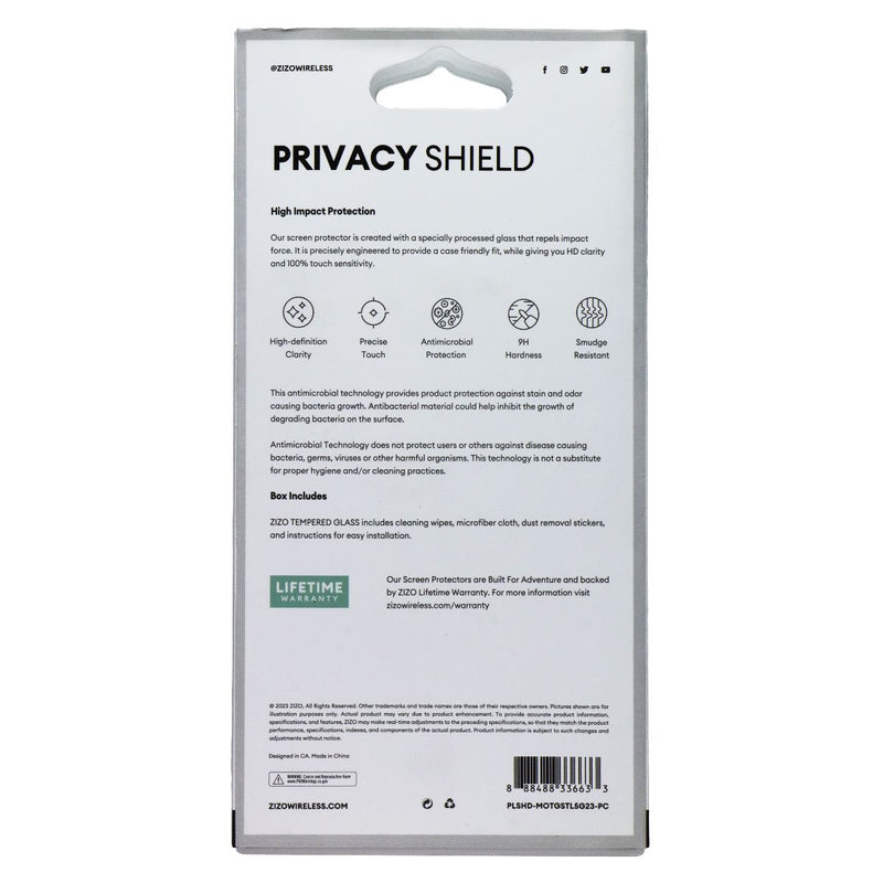 ZIZO Tempered Glass Screen Protector for Moto G Stylus 5G (2023) - Privacy