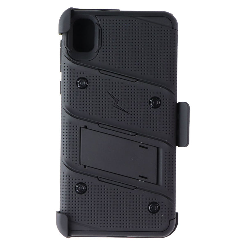 Zizo Bolt Series Case & Holster with Tempered Glass for Moto E6 - All Black