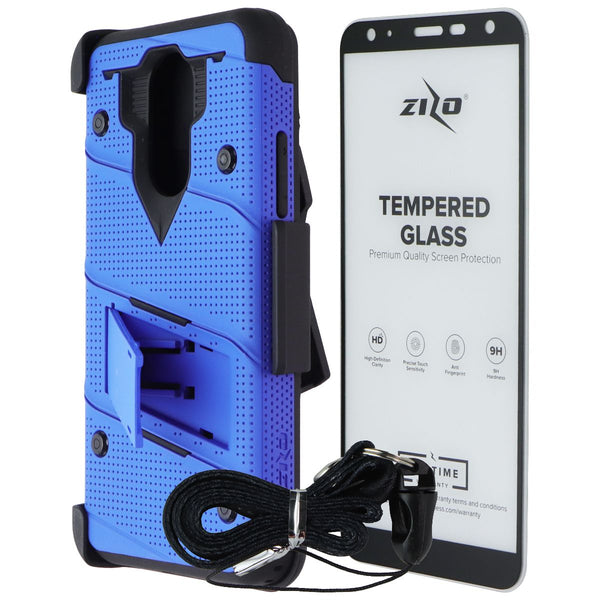 Zizo Bolt Series Case / Glass / Holster for LG Harmony 3 / K40 / Solo - Blue
