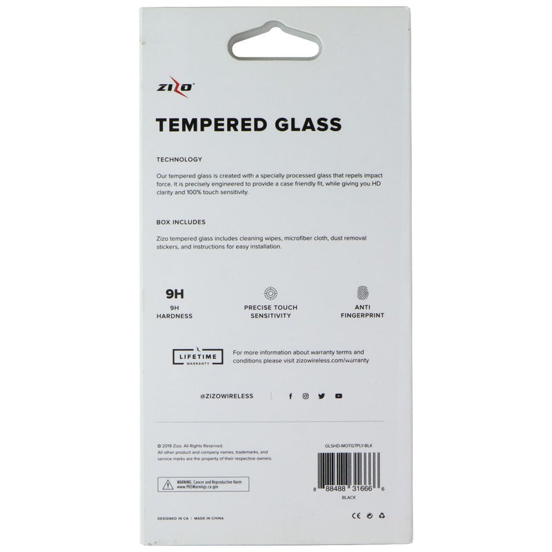 ZIZO Tempered Glass Screen Protector for Motorola Moto G7 PLAY - Black