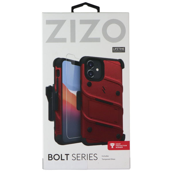 Zizo Bolt Series Case / Holster / Glass for Apple iPhone 12 Mini - Red/Black