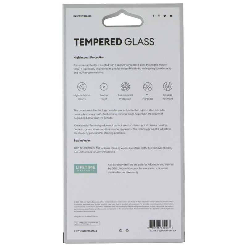Zizo Tempered Glass for Apple iPhone 12 Pro Max - Black