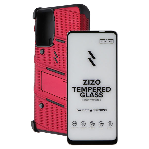 ZIZO Bolt Bundle w/Case + Screen Protector + Holster for Moto g (5G) - Red
