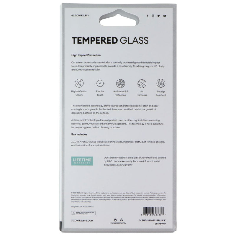 ZIZO Tempered Glass for Samsung Galaxy S22 Plus 5G - Black Edges