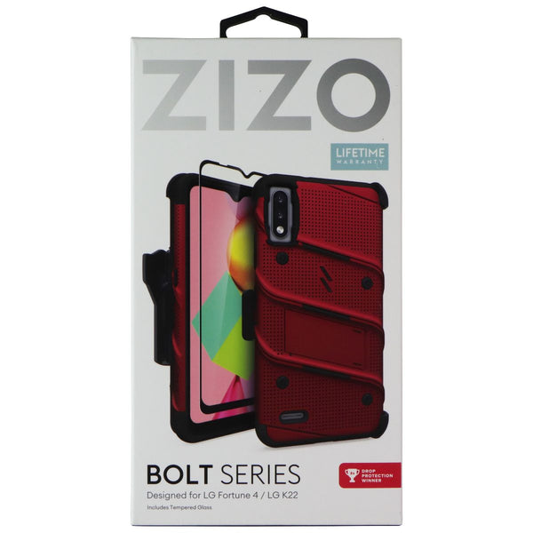 Zizo Bolt Series Case and Holster for LG Fortune 4 / LG K22 - Red/Black