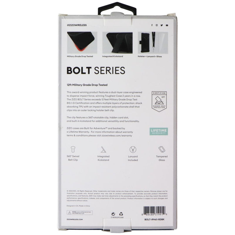 ZIZO Bolt Series (Case / Screen / Holster) for Apple iPhone 11 - Red/Black