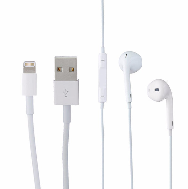 Apple USB Charge Cable / Ear-pods w/ Mic for Apple iPhones- BUNDLE