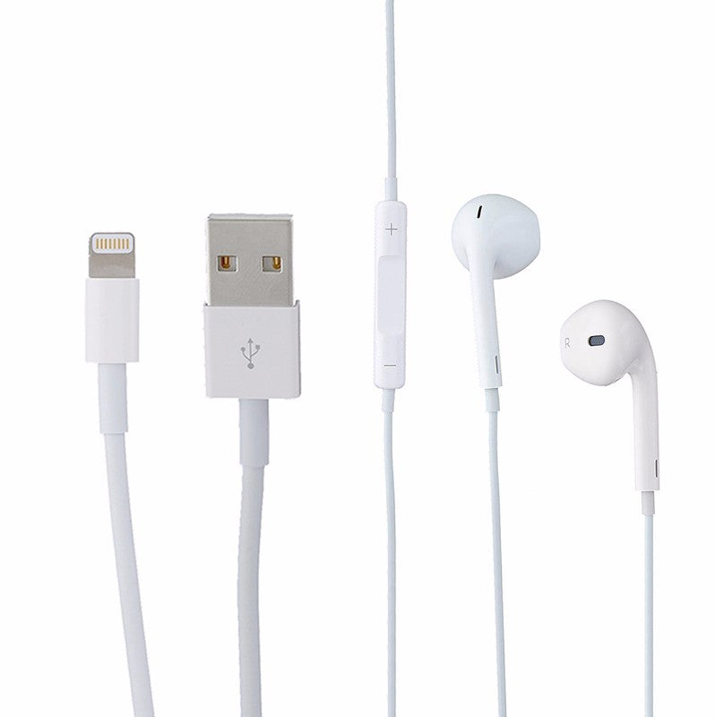 Apple USB Charge Cable / Ear-pods w/ Mic for Apple iPhones- BUNDLE