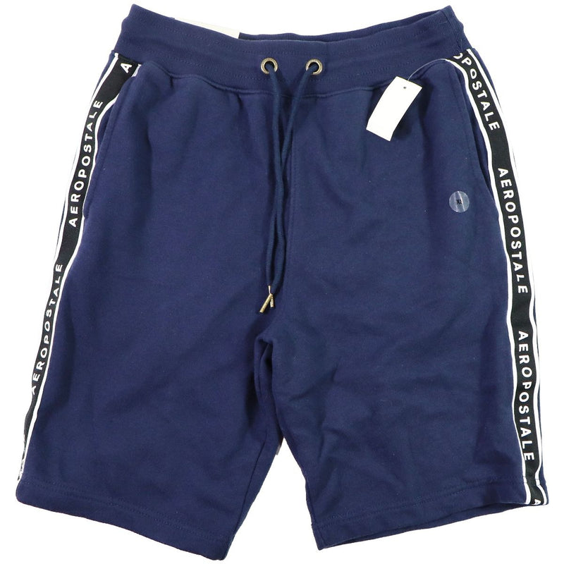 AEROPOSTALE Fleece Logo Name Stripe Shorts for Men - Navy (Size: XS)