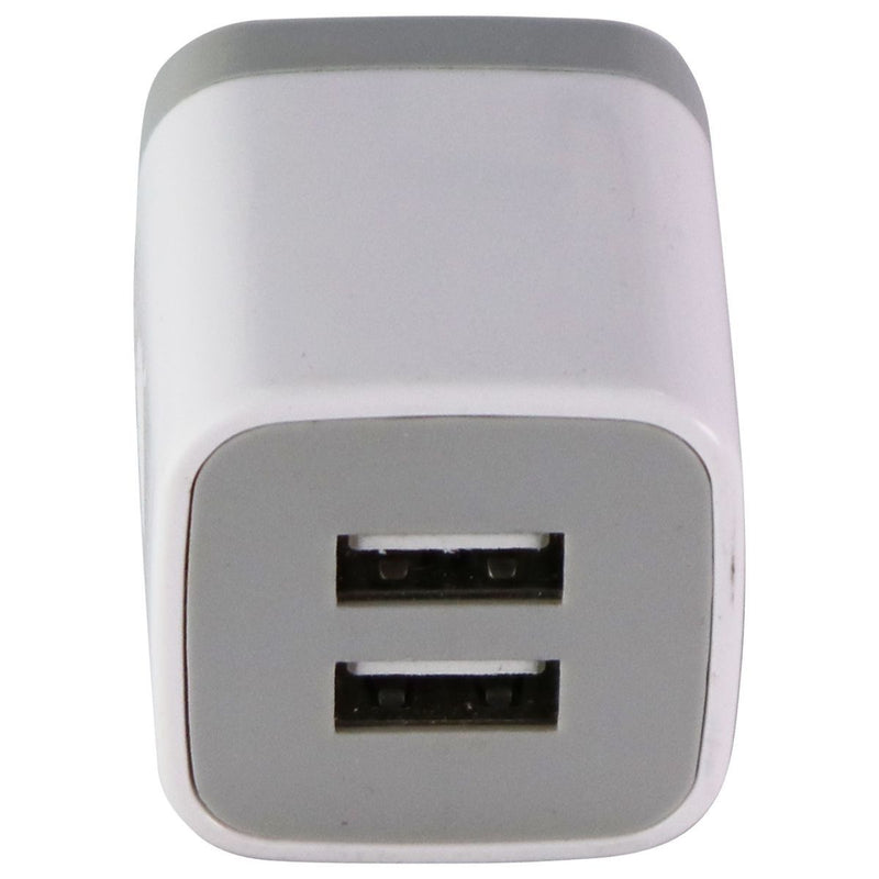Universal (5V/2.1A) Dual USB Wall Charger Travel Adapter - White/Gray (US2018)