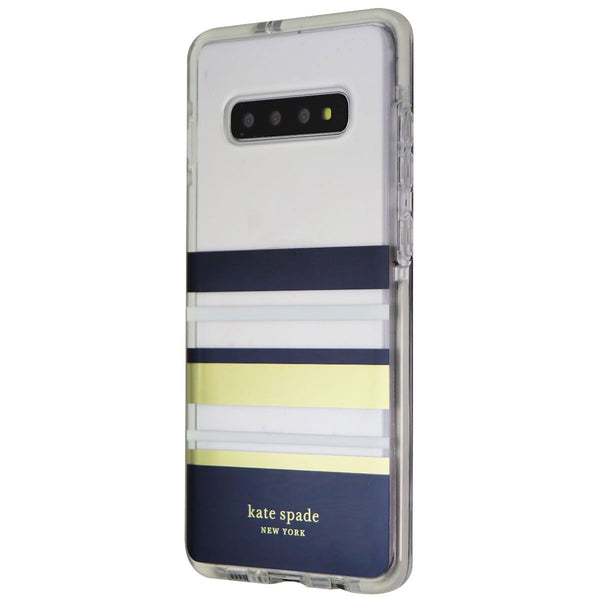 Kate Spade Defensive Hardshell Case for Samsung Galaxy S10+ - Stripe Black/Gold