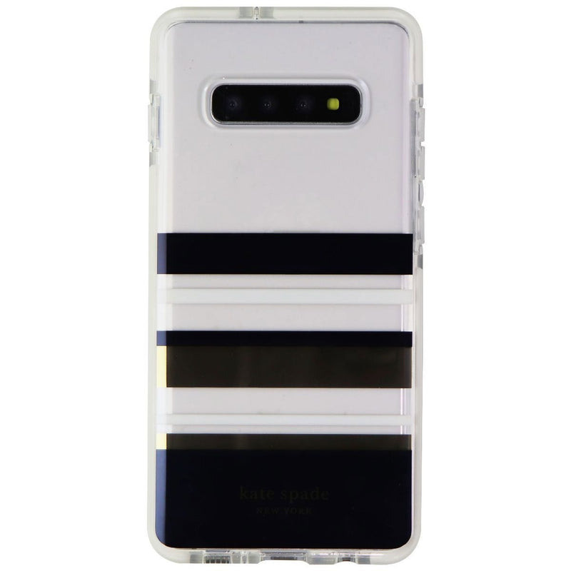 Kate Spade Defensive Hardshell Case for Samsung Galaxy S10+ - Stripe Black/Gold