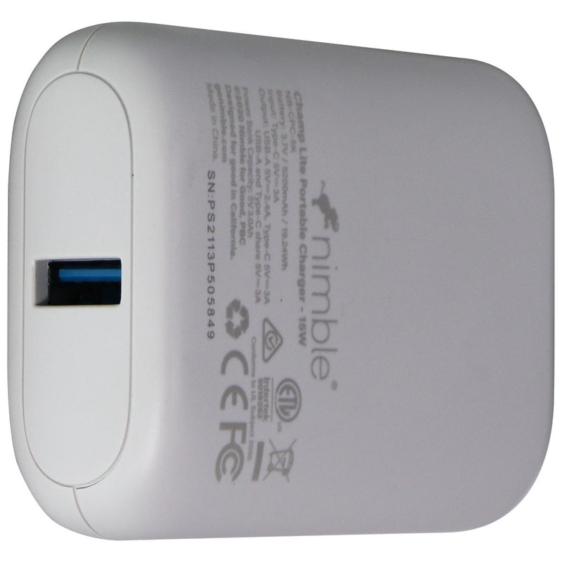 Nimble Eco-Friendly Champ Lite 5200mAh Compact Battery with USB-C - Stone White