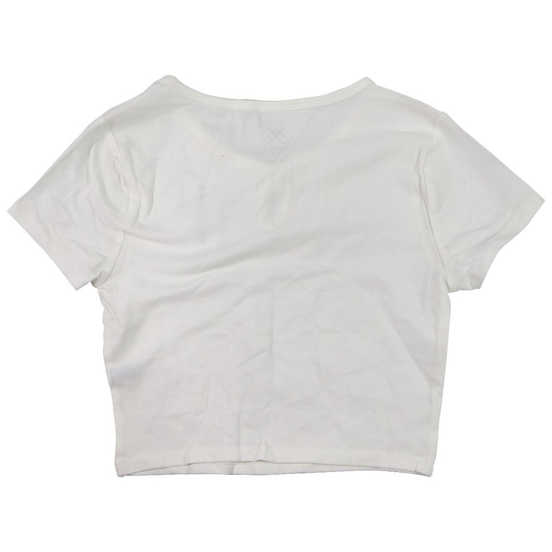 Pacsun Basic Tee with Single-Button Neck for Women - White (Size: S)