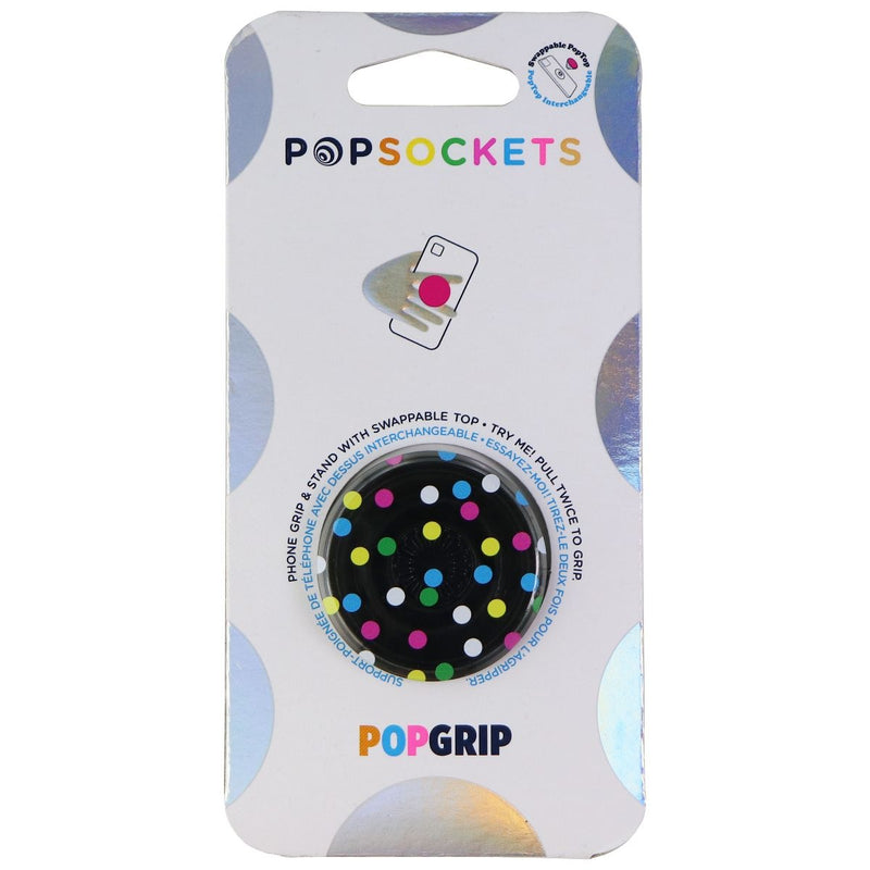 PopSockets PopGrip Expanding Stand and Grip w/ Swappable Top - Black Disco Dots