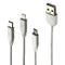Hoco (1M/3.3-Ft) Rapid 3-in-1 Cable with Micro / USB-C / Lightning 8-Pin - White