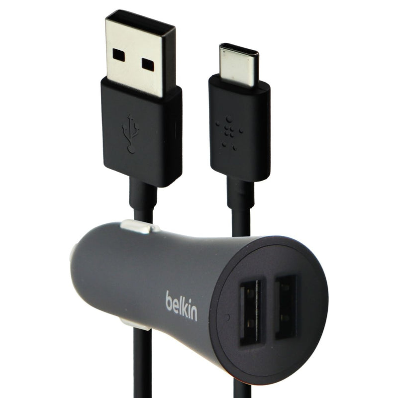 Belkin BoostUp (24W/4.8A) 2 Port Car Charger with 4-Foot (USB-C) Cable - Black
