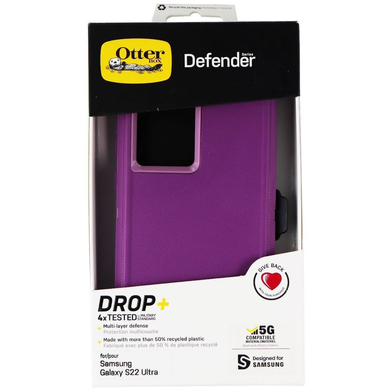OtterBox Defender Case and Holster for Samsung Galaxy S22 Ultra - Happy Purple