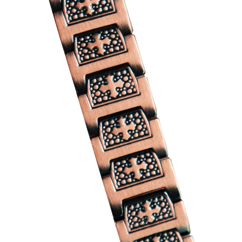 Chain Link Wrist Band Heavy Metal Stainless Steel Bracelet - Rose Gold / Cross
