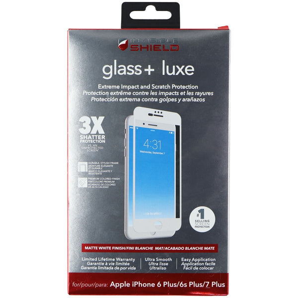 ZAGG InvisibleShield Glass + Luxe for iPhone 8 Plus/7 Plus/6s Plus - White