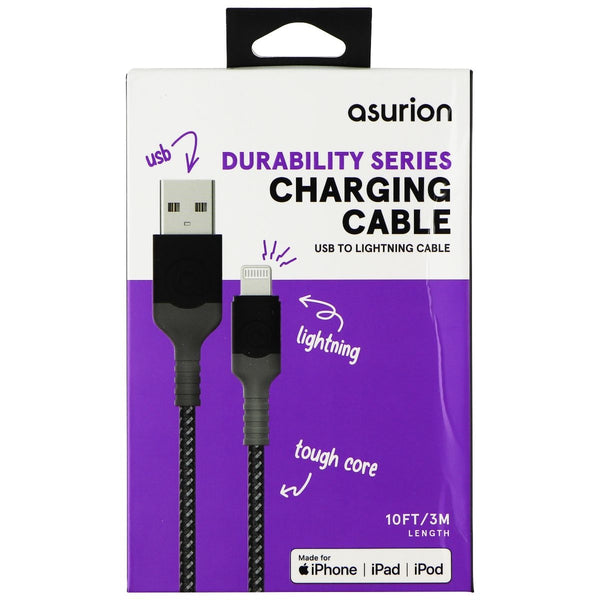 Asurion (10-Ft) Lightning 8-Pin to USB Braided MFi Cable - Black