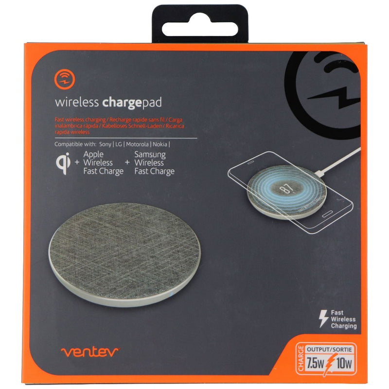 Ventev Fast Charge (10W/7.5W) Wireless Qi Charge Pad for Smartphones - Gray