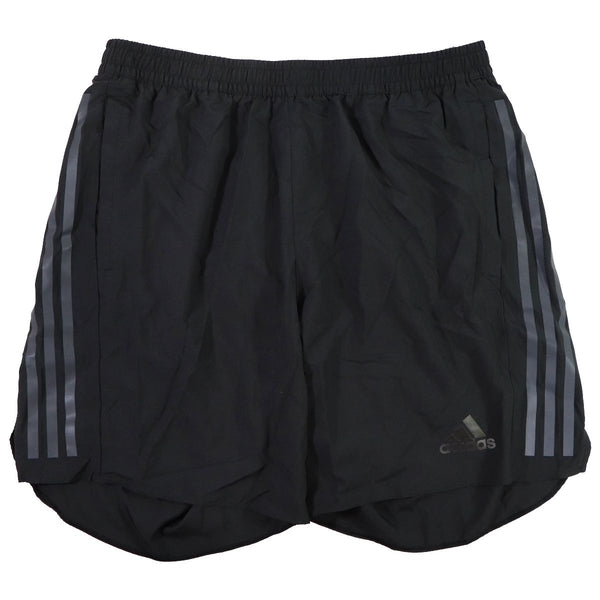 adidas Mens Run Icon Full Reflective 3-Stripes Shorts - Black (Size: L)